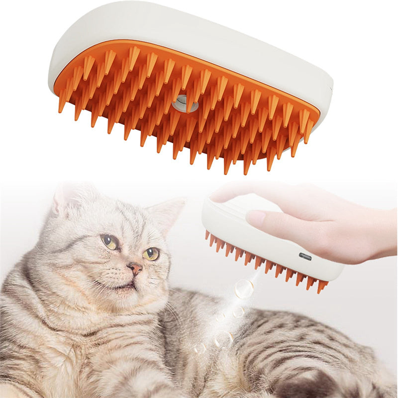 USB Rechargeable Pet Steam Grooming Brush – Cat & Dog Hair Comb