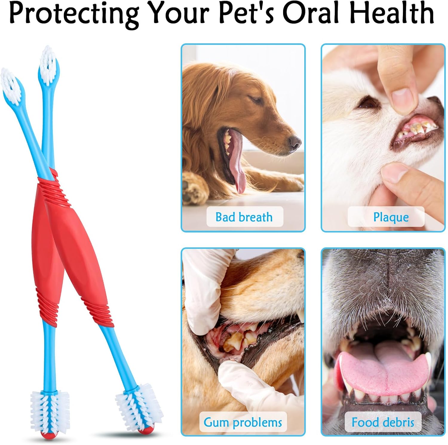 360° Dog Toothbrush Dual Head – Pet Dental Care Brush