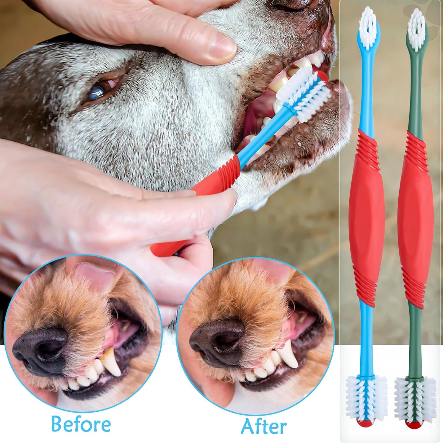 360° Dog Toothbrush Dual Head – Pet Dental Care Brush