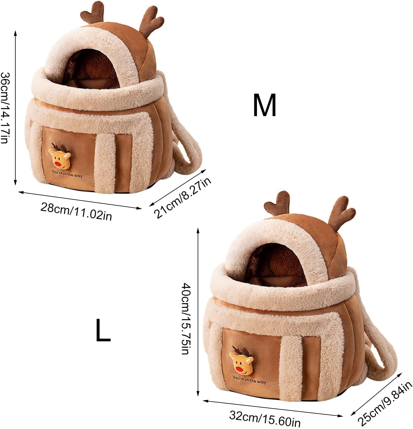 Plush Reindeer Dog Carrier Backpack – Winter Pet Travel Bag with Hand Warmers