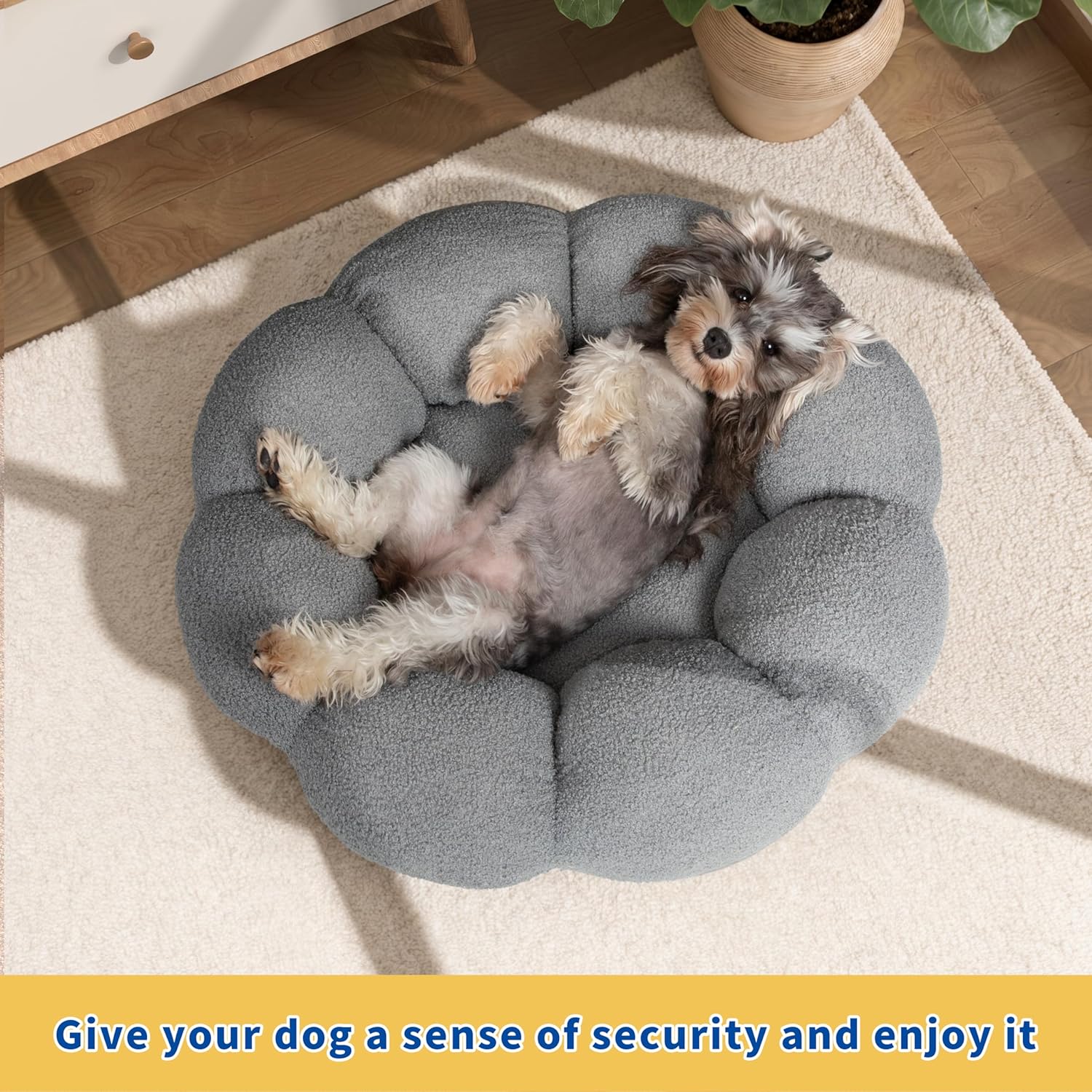 Fluffy Calming Cat & Dog Bed – Plush Donut Cuddler Washable