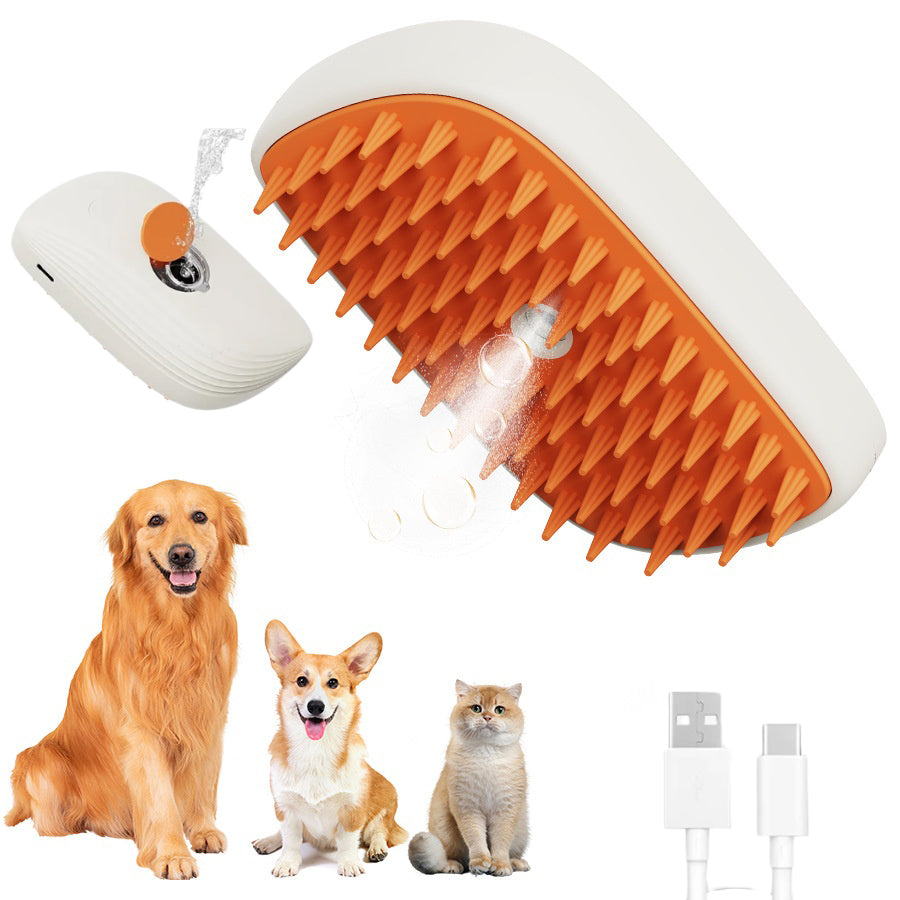 USB Rechargeable Pet Steam Grooming Brush – Cat & Dog Hair Comb