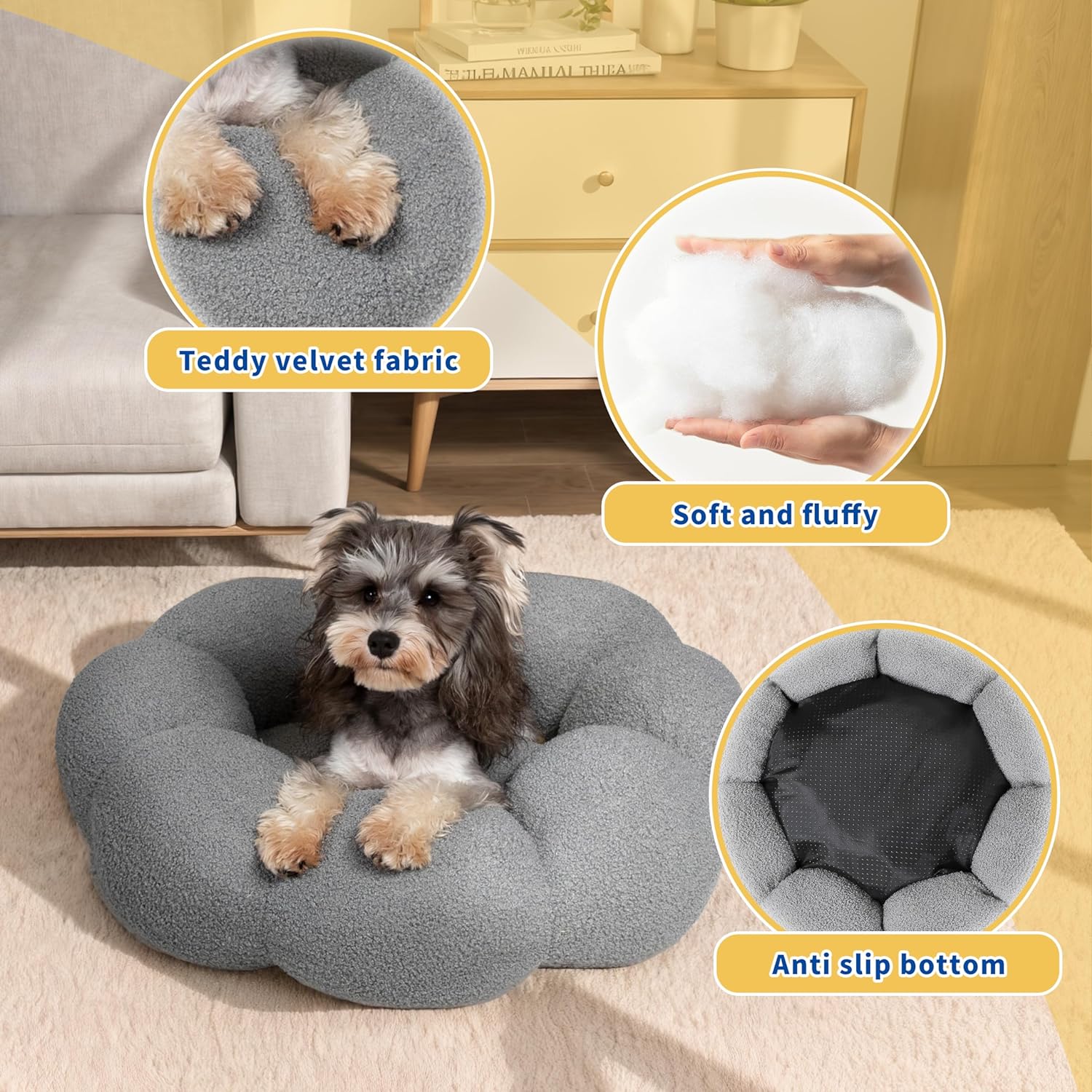 Fluffy Calming Cat & Dog Bed – Plush Donut Cuddler Washable